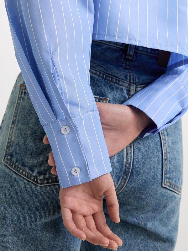 Pomelo Pomelo Striped Belted Blouse - Baby Blue