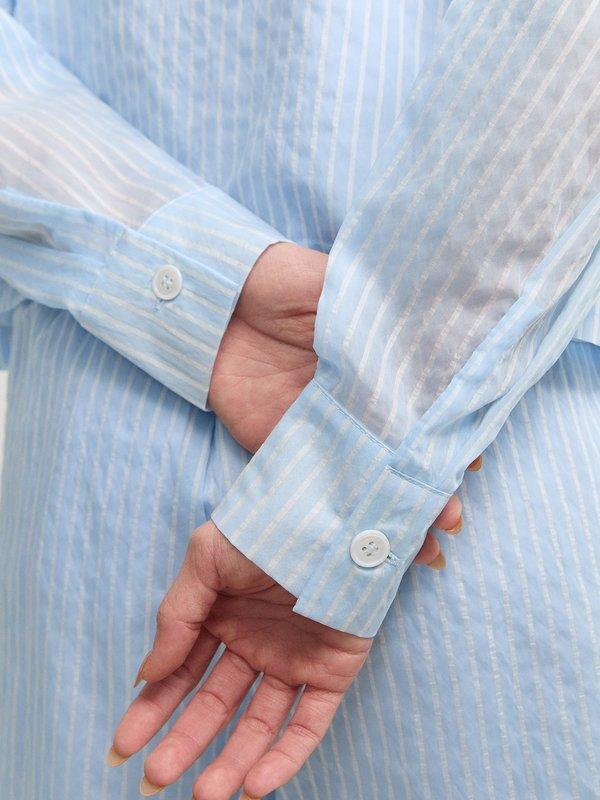 Pomelo Pomelo Striped Button-Up Blouse - Baby Blue