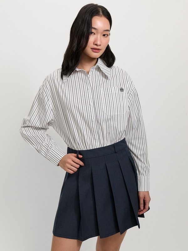 Pomelo Pomelo Striped Button-Up Shirt Dress - Navy
