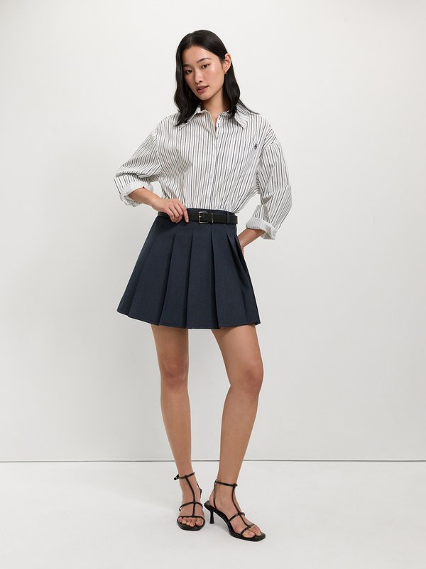 Pomelo Pomelo Striped Button-Up Shirt Dress - Navy