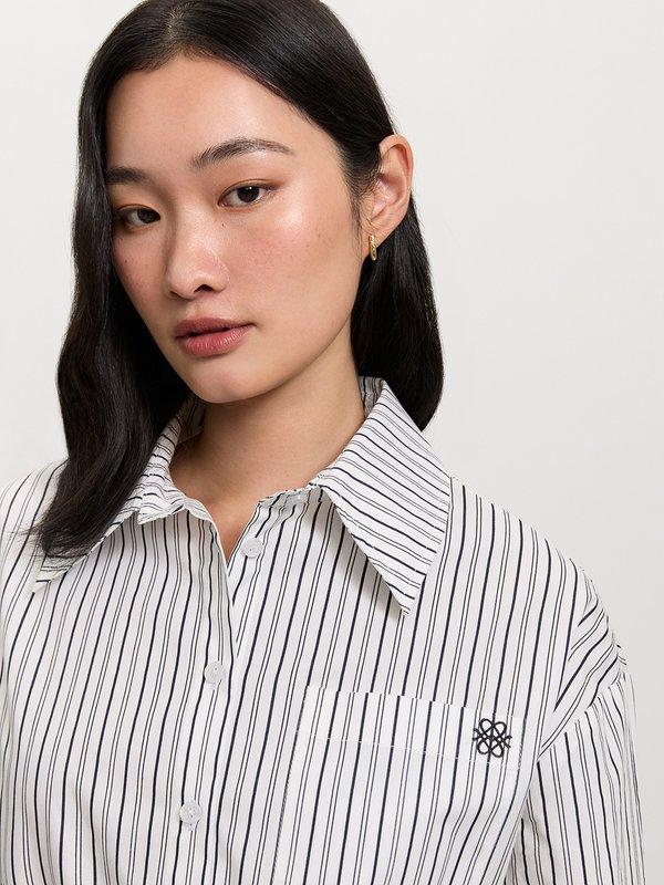 Pomelo Pomelo Striped Button-Up Shirt Dress - Navy