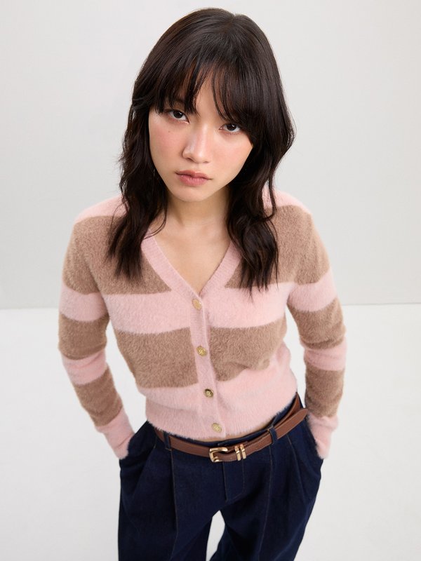 pomelo Pomelo Striped Cardigan - Pink