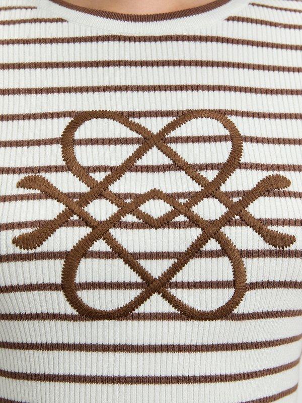 Pomelo Pomelo Striped Knit Crop Top - Brown