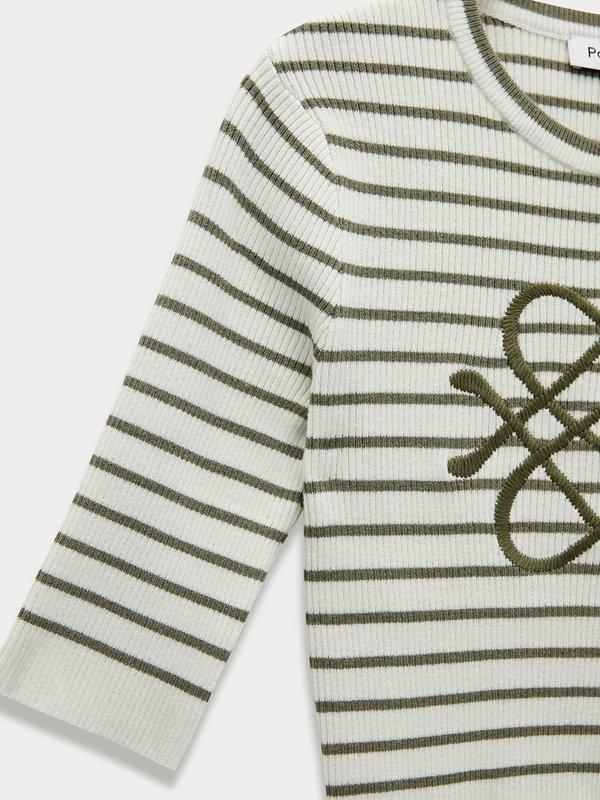 Pomelo Pomelo Striped Knit Crop Top - Olive