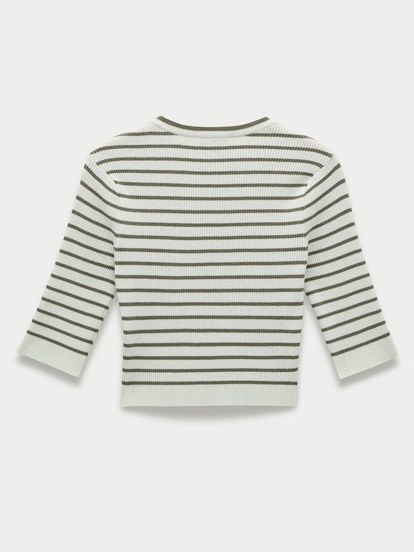 Pomelo Pomelo Striped Knit Crop Top - Olive