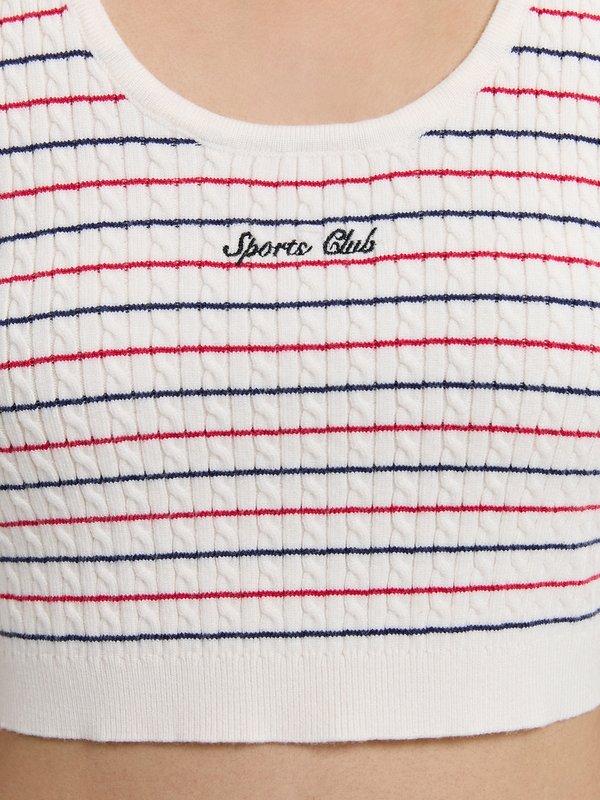 Pomelo Pomelo Striped Knit Crop Top - White