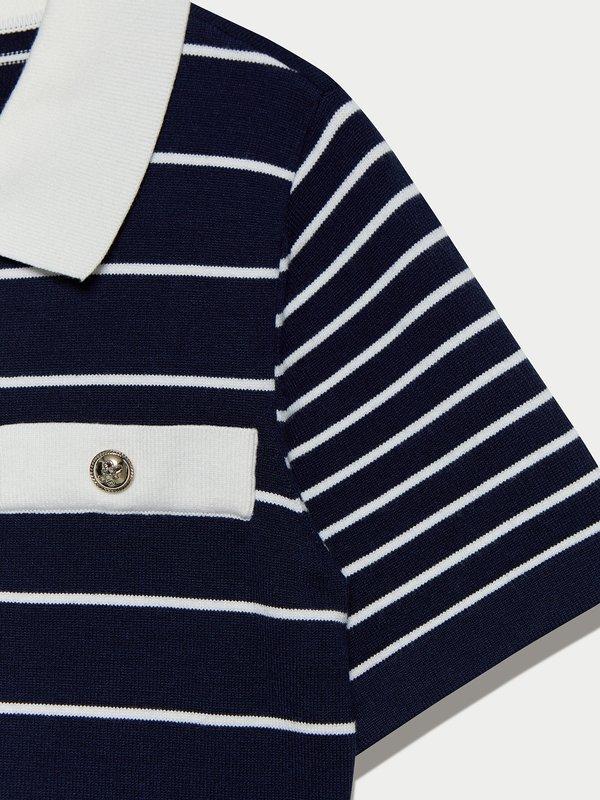 Pomelo Pomelo Striped Knit Dress - Navy