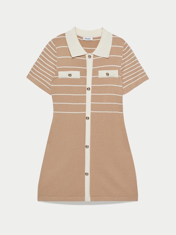 pomelo Pomelo Striped Knit Dress - Off-White