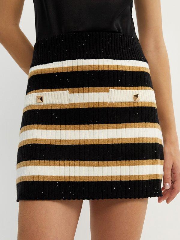 pomelo Pomelo Striped Knit Skirt - Multi Color