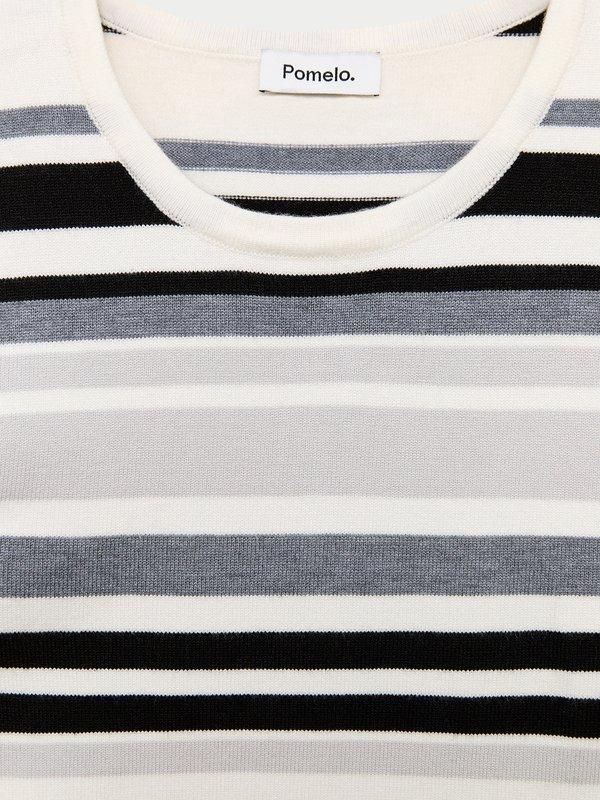 Pomelo Pomelo Striped Knit Tee - Black