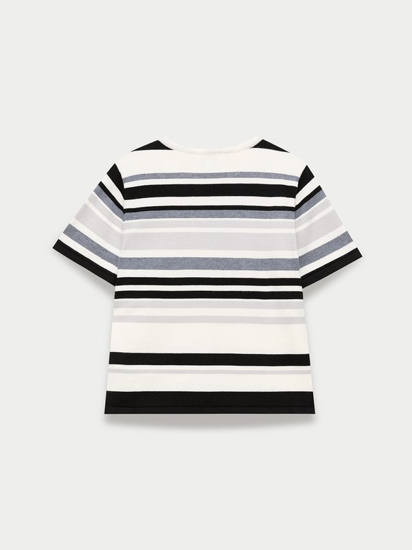 Pomelo Pomelo Striped Knit Tee - Black