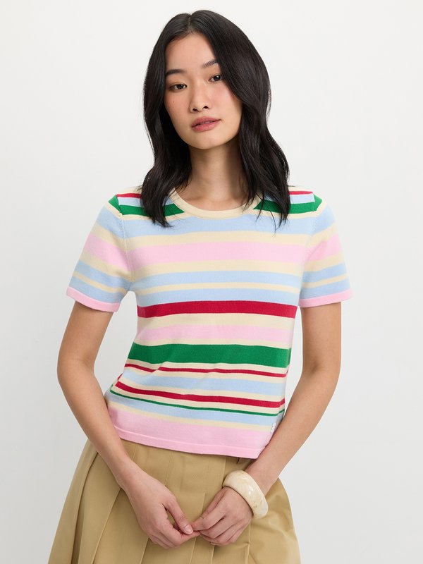pomelo Pomelo Striped Knit Tee - Multi Color