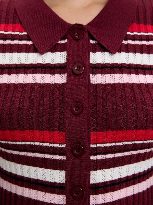Pomelo Pomelo Striped Knit Top - Burgundy