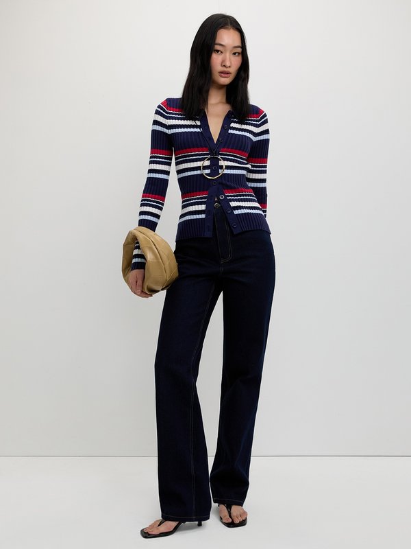 Pomelo Pomelo Striped Knit Top - Navy