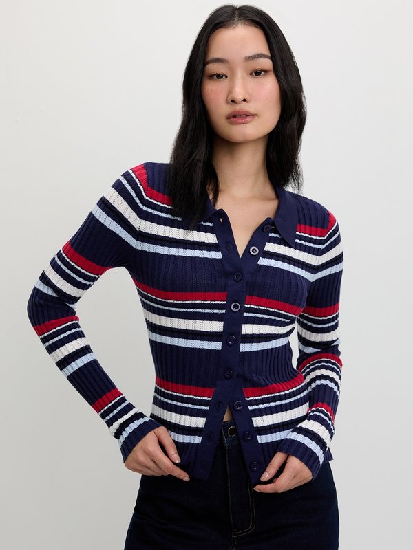 Pomelo Pomelo Striped Knit Top - Navy
