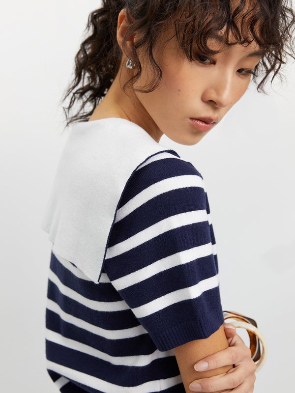 Pomelo Pomelo Striped Knit Top - Navy