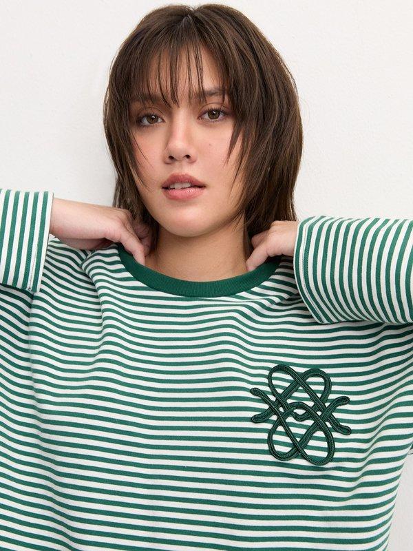Pomelo Pomelo Striped Long Sleeve Tee - Green
