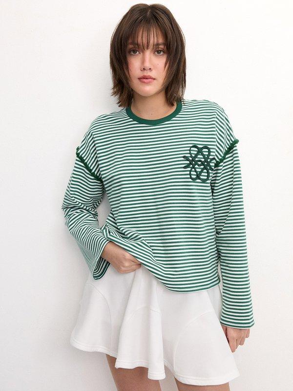 pomelo Pomelo Striped Long Sleeve Tee - Green