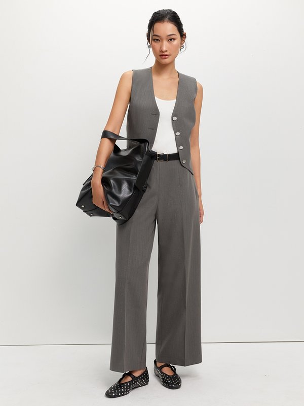 pomelo Pomelo Striped Pants - Light Grey