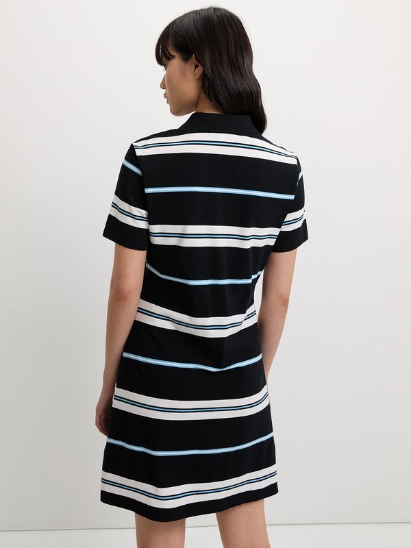 Pomelo Pomelo Striped Polo Dress - Black