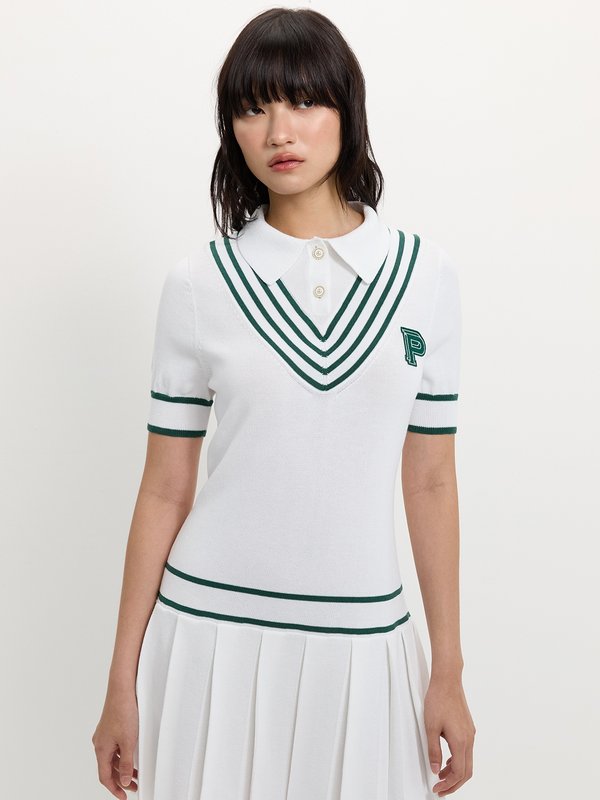 Pomelo Pomelo Striped Polo Dress - Off-White