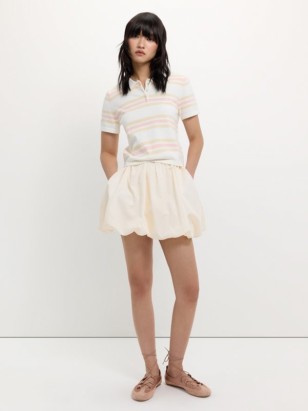 Pomelo Pomelo Striped Polo Top - Ivory