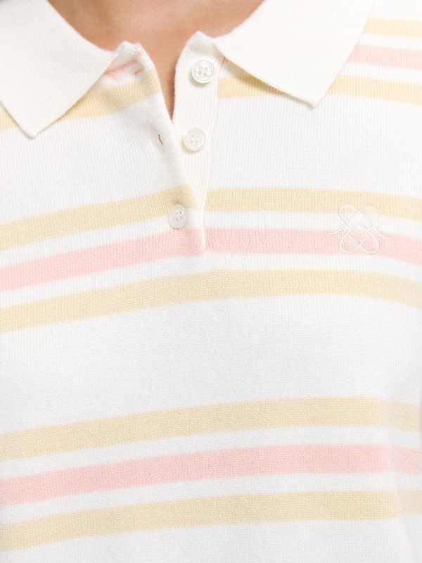 Pomelo Pomelo Striped Polo Top - Ivory