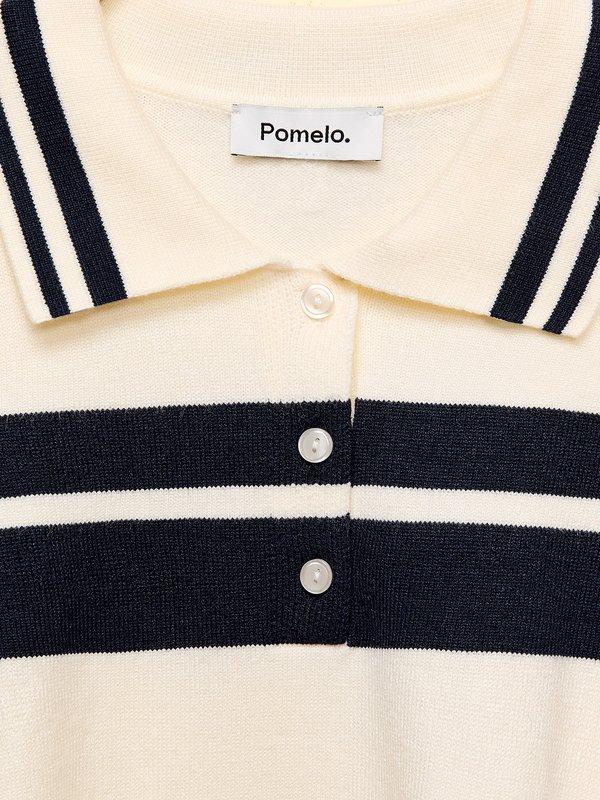 Pomelo Pomelo Striped Polo Top - White