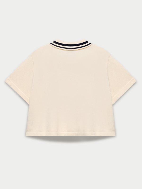 Pomelo Pomelo Striped Polo Top - White