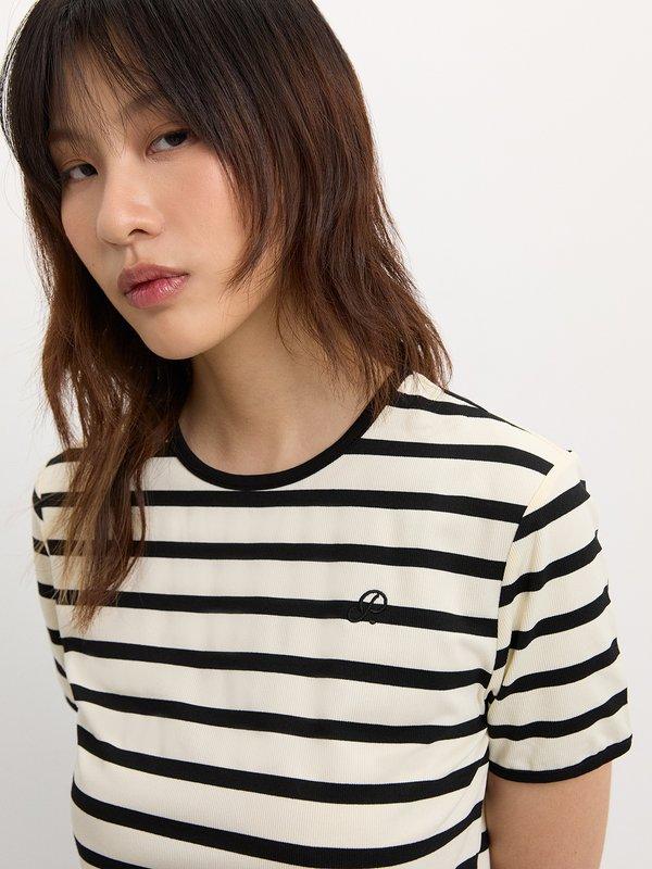 pomelo Pomelo Striped Tee - Black/White