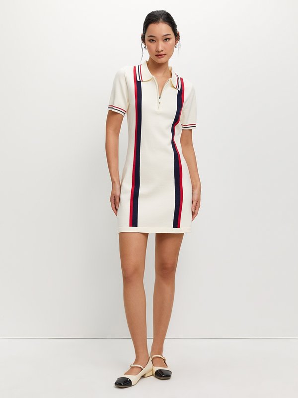 Pomelo Pomelo Striped Zipper Dress - Ivory