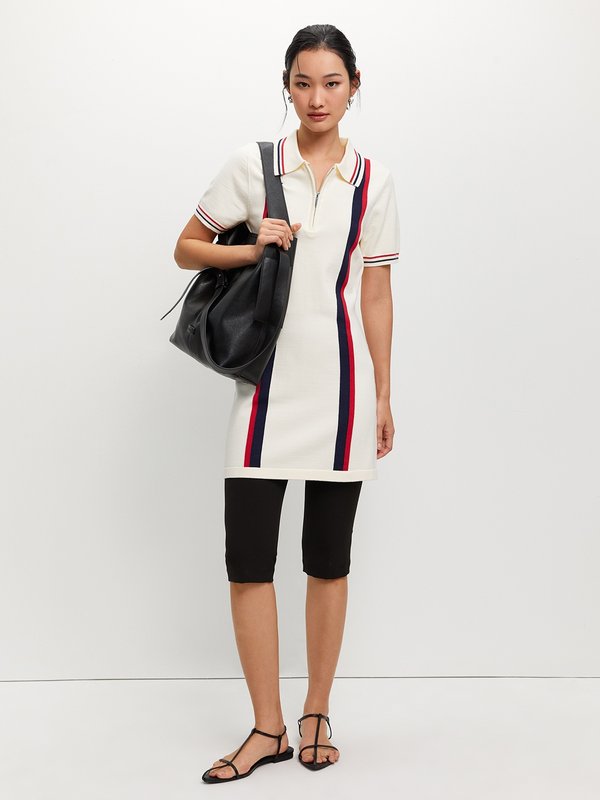 Pomelo Pomelo Striped Zipper Dress - Ivory