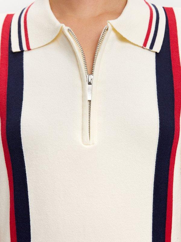 Pomelo Pomelo Striped Zipper Dress - Ivory