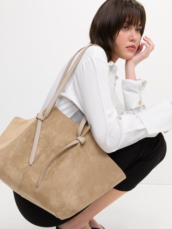 Pomelo Pomelo Suede Tote Bag - Beige