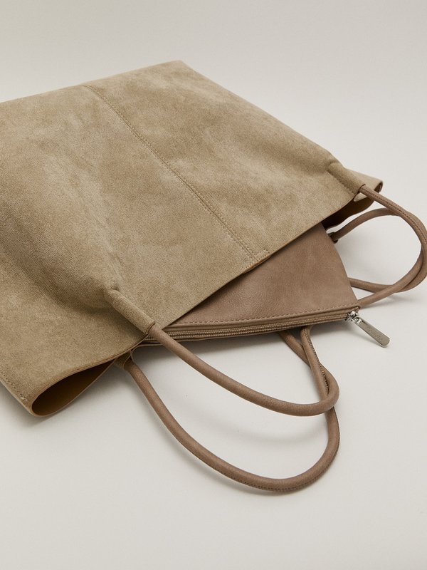 Pomelo Pomelo Suede Tote Bag - Fair Beige