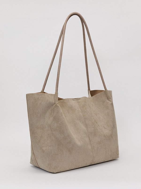 Pomelo Pomelo Suede Tote Bag - Fair Beige