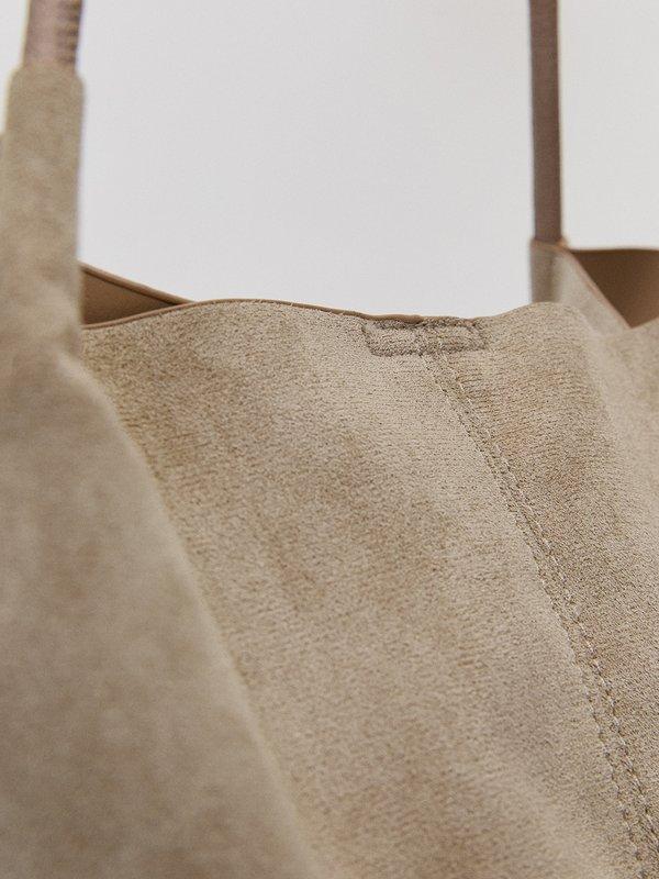 Pomelo Pomelo Suede Tote Bag - Fair Beige