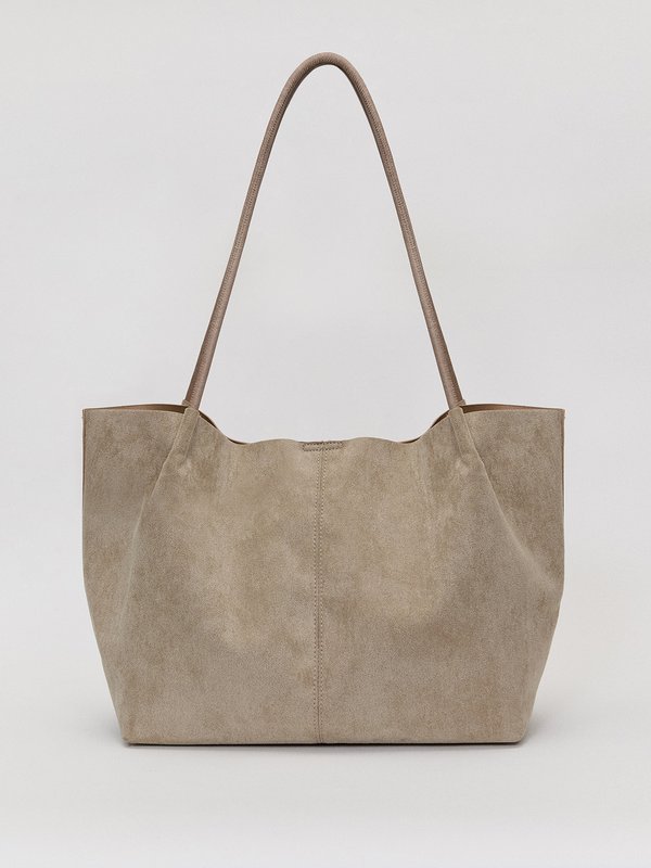 pomelo Pomelo Suede Tote Bag - Fair Beige