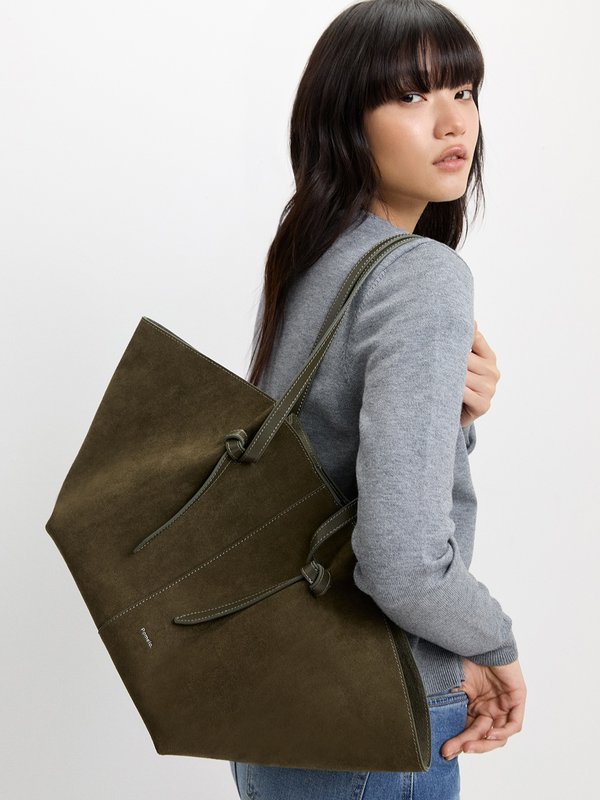 pomelo Pomelo Suede Tote Bag - Olive