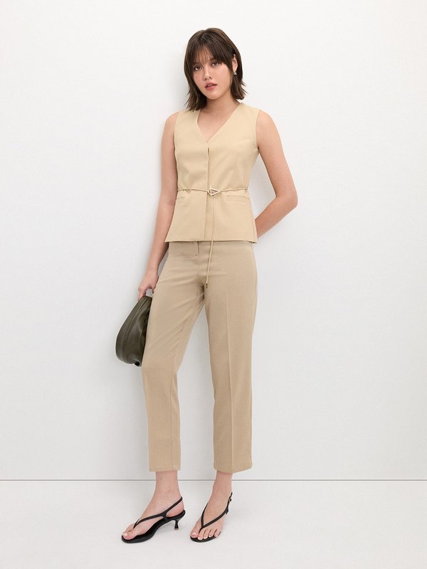 Pomelo Pomelo Tailored High-Waist Pants - Beige