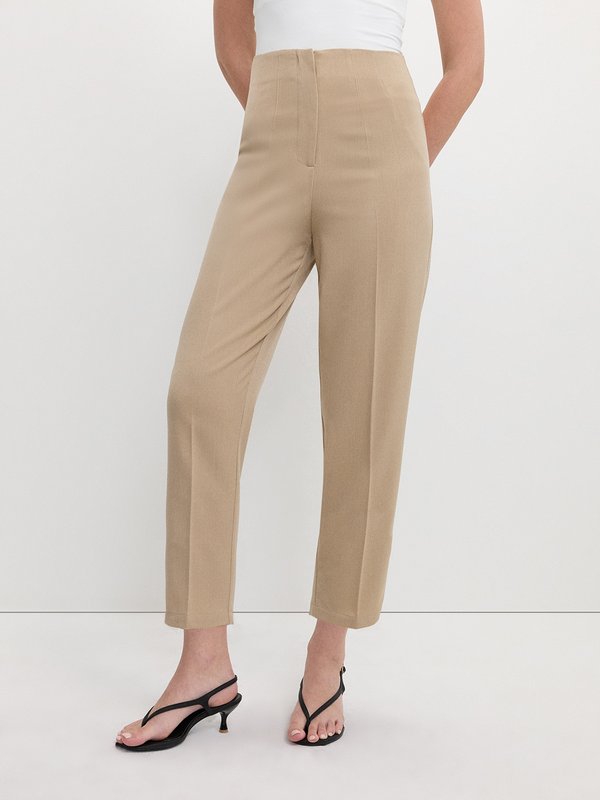 pomelo Pomelo Tailored High-Waist Pants - Beige