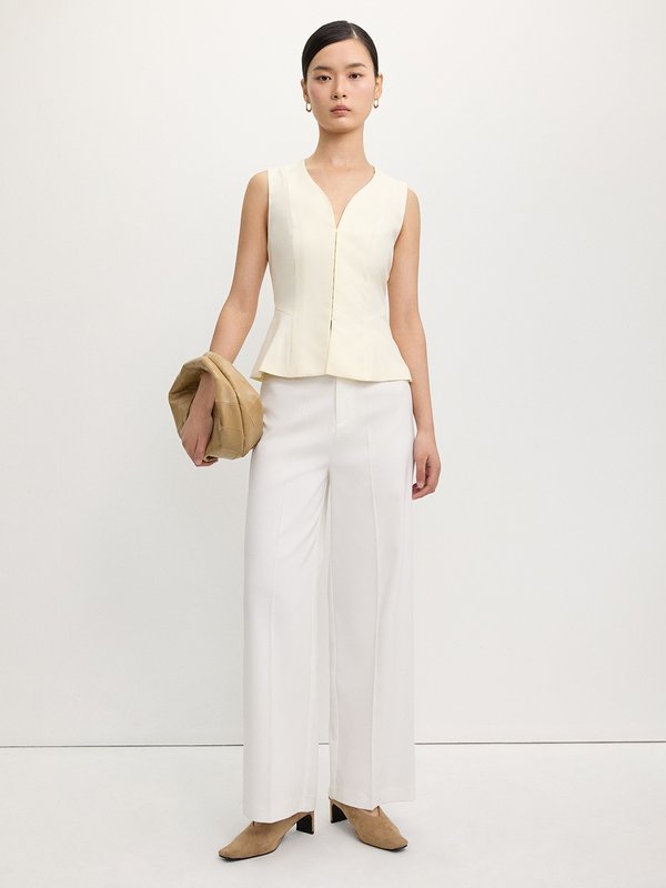 Pomelo Pomelo Tailored Hook And Eye Vest - Off-White