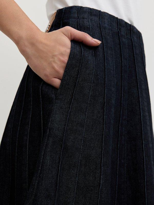 Pomelo Pomelo Textured Denim Skirt - Dark Blue