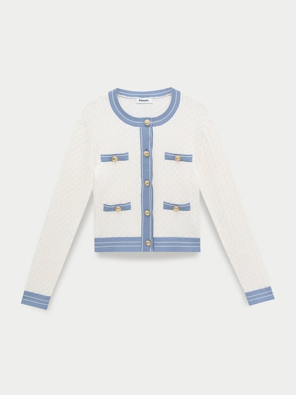 pomelo Pomelo Textured Knit Cardigan - White