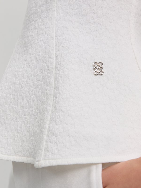 Pomelo Pomelo Textured Sleeveless Peplum Top - White