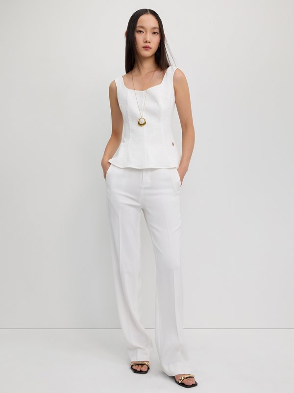 Pomelo Pomelo Textured Sleeveless Peplum Top - White