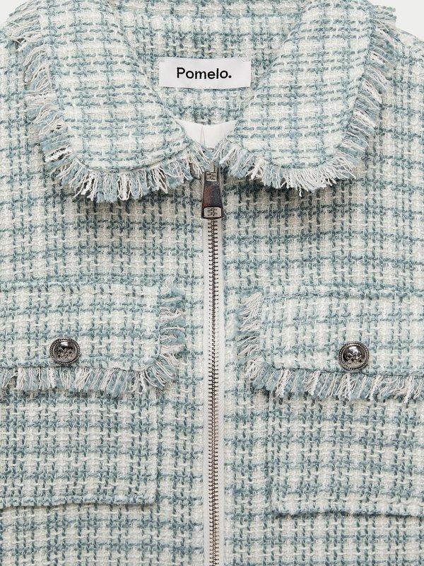 Pomelo Pomelo Textured Zip Jacket - Baby Blue