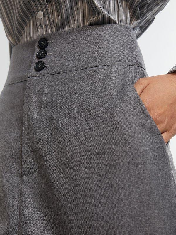 Pomelo Pomelo Three Button A Line Skirt - Mid Grey