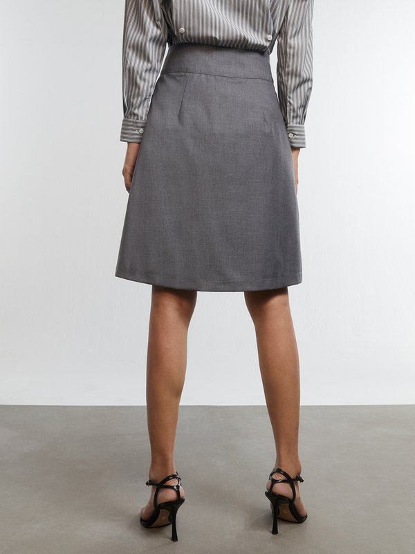 Pomelo Pomelo Three Button A Line Skirt - Mid Grey