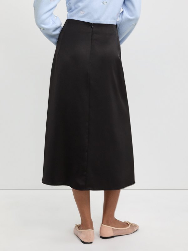 Pomelo Pomelo Tie Detail Side Slit Skirt - Black